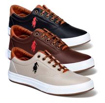 Kit 3 Sapatenis Sapato Social Masculino Original Casual Macio Confortável Elegante Tenis Trabalho