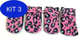 Kit 3 Sapato antiderrapante soft para cães e gatos cor rosa M