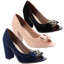 Kit 3 Sapato PeepToe Feminino Salto Alto Atacado Confortavel