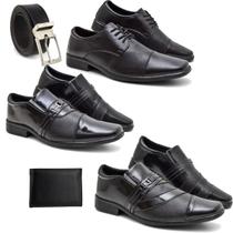 Kit 3 Sapatos Social Masculino Resistente + Cinto Carteira Kit 3 Sapatos Social Masculino Resistente + Cinto Carteira