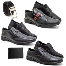 Kit 3 Sapatos Social Masculino Resistente + Cinto Carteira