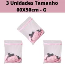 Kit 3 Saquinhos Para Lavar Roupas Delicadas 60X50cm TAM G