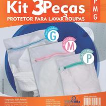 Kit 3 Saquinhos Protetor Para Lavar Roupas Intima Delicadas Lingerie Com Ziper 1P/1M/1G De Lavadora