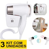Kit 3 Secador De Cabelo Gold 2000w Ion Quente Frio Parede Hotel Academia Banheiro Anti Furto Desligamento Automático Kit 3 Secador De Cabelo Gold 2000w Ion Quente Frio Parede Hotel Academia Banheiro Anti Furto Desligamento Automático