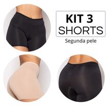 Kit 3 Segunda Pele Short Lingerie Feminina Anagua Microfibra
