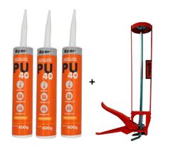 KIT 3 SELANTE ADESIVO COLA PU40 CINZA 400 gramas + APLICADOR OPER - Oper KIT 3 SELANTE ADESIVO COLA PU40 CINZA 400 gramas + APLICADOR OPER - Oper