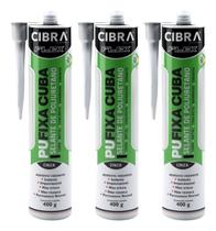 Kit 3 Selante Cola de Fixação Pu Fixa Cuba Cinza Cibra 400g