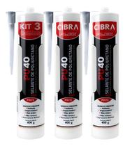 Kit 3 Selantes Pu 40 Poliuretano Cibra Flex Preto