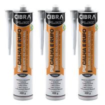Kit 3 Selantes PU Calha e Rufo Selante de Poliuretano Adesivo Vedante Cinza Cibra Flex
