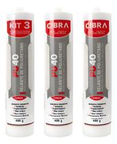 Kit 3 Selantes Pu40 Poliuretano Cibra 400g Cinza