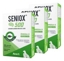 Kit 3 Seniox 500 Suplemento Cães Gatos Ômega-3 90 Caps Avert