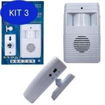 Kit 3 Sensor De Presença Campainha Anunciador Sem Fio Sonoro Loja