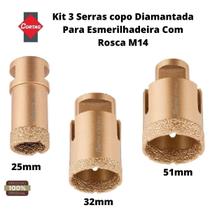 Kit 3 Serra Copo Diamantada 25,32,51mm P/esmerilhadeira