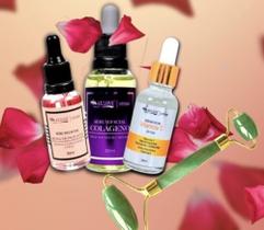Kit 3 Sérum - Rosa mosqueta, Colágeno, Vitamina C e Rolinho de Jade