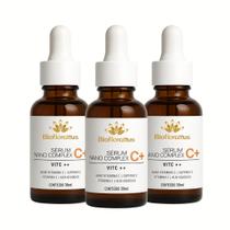 Kit 3 Sérum Vitamina C Antioxidante Facial Uniformiza o Tom, Reduz Manchas e Ilumina a Pele Bioflorattus