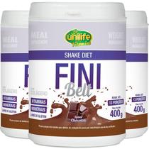 Kit 3 Shake Diet com colágeno Fini Belt Unilife chocolate 400g