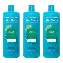 Kit 3 shampoo 1L Alfaparf Alta Moda Detox Purify - Limpeza poderosa e prolongada - Cabelos Oleosos