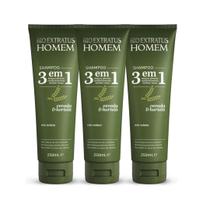 Kit 3 Shampoo 3 em 1 Homem 250ml Bio Extratus Kit 3 Shampoo 3 em 1 Homem 250ml Bio Extratus
