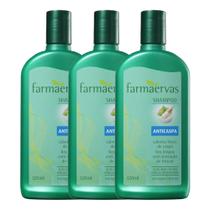 Kit 3 Shampoo Anti Caspa 320ml Oleosidade Coceira Farmaervas