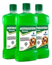 Kit 3 Shampoo Antiparasitário World Dugs Cães 500ml Anti Pulgas e Carrapatos