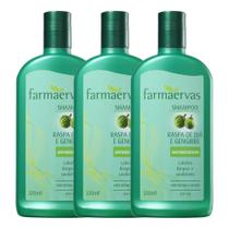 Kit 3 Shampoo Antirresíduos 320ml Juá e Gengibre Farmaervas