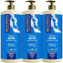 Kit 3 Shampoo Brilho Natural Neutro 1L Bio Extratus