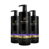 Kit 3 Shampoo Brilho Platinado Matizante 1 Litro Bio Extratus
