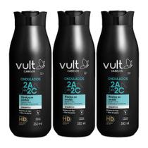 Kit 3 Shampoo Cabelos Ondulados Cacheados 2A 2B 2C Hidratação Vult 350ml