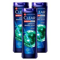 Kit 3 Shampoo Clear Men Limpeza Diária 2 em 1 400ml
