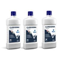 Kit 3 Shampoo Clorexidina Dermatite Cães e Gatos World 500ml