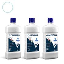 Kit 3 Shampoo Clorexidina World para Cães Gatos Antisséptico Pele Pelos