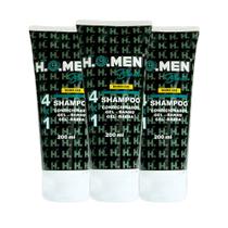 Kit 3 Shampoo Condicionador Masculino 41 Cabelo Barba Anticaspa H.O.Men Black Shower Care - Ponto Fixo