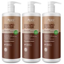 Kit 3 Shampoo Crespo Power Apice Apse Hidratação Cabelo Maciez Profissional Limpeza Suave Vegano 1L