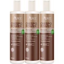 Kit 3 Shampoo Crespo Power Apice Hidratação Cabelo Maciez Profissional Limpeza Suave Vegano 300ml