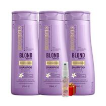 Kit 3 Shampoo Desamarelador Blond Bioreflex 250 ML Bio Extratus + Presente Lourre 15ml