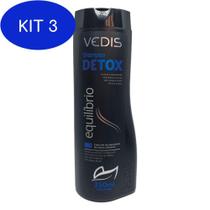 Kit 3 Shampoo Detox Equilíbrio Limpeza Profunda Cabelos Oleosos