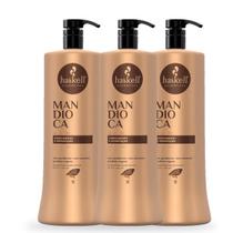 Kit 3 Shampoo Haskell Mandioca De 1 Litro Com Válvula