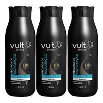 Kit 3 Shampoo Hidratante Recarga de Hidratação Cabelos 350ml Vult