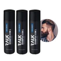 Kit 3 Shampoo Masculino 31 Barba Cabelo Bigode Crescimento 240ml Rauk
