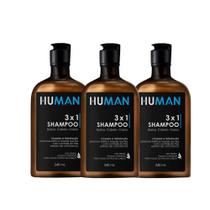 Kit 3 Shampoo Masculino 31 Barba Cabelo e Corpo Human 240ml