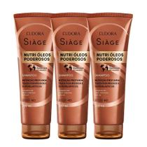 Kit 3 Shampoo Nutrição Nutri Óleos Poderosos Cabelos Secos 250ml Eudora Siàge
