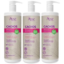 Kit 3 Shampoo Nutritivo Cachos Apice Limpeza Suave Vegano Cabelo Sem Sulfato Profissional 1L
