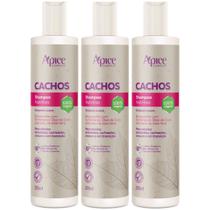 Kit 3 Shampoo Nutritivo Cachos Apse Apice Limpeza Suave Vegano Cabelo Sem Sulfato 300ml