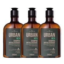 Kit 3 Shampoo para Cabelo Oleoso Antioleosidade Masculino 240ml Urban Men Farmaervas