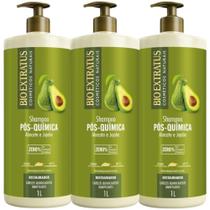 Kit 3 Shampoo Tratamento restaurador Pós Quimica 1 L Bio Extratus