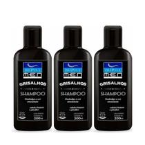 Kit 3 Shampoos Masculino Cabelos Brancos e Grisalhos Nautraliza cor Amarelada Nupill 200ml