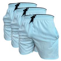 Kit 3 Short Azul Bebe de Elastano Dry fit Bermuda de Praia Piscina e Academia