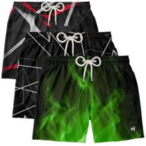 kit 3 Short Banho Masculino Bermuda Surf Treino Boardshort Praia Verão Moda Fitness Tactel