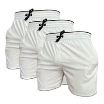 Kit 3 Short Bege de Elastano Dry fit Bermuda de Praia Piscina e Academia