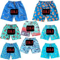 Kit 3 Short Bermuda Infantil Tactel Estampas Praia Verão 216